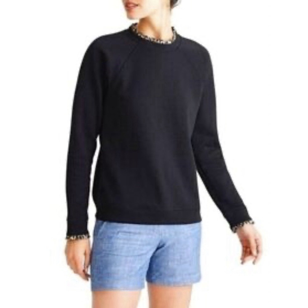 J CREW top cotton TARTAN PLAID RUFFLE EDGE SWEATSHIRT WOMENS SIZE M A011414